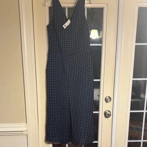Polka Dot Jumpsuit - Navy and White - Picture 1 of 10